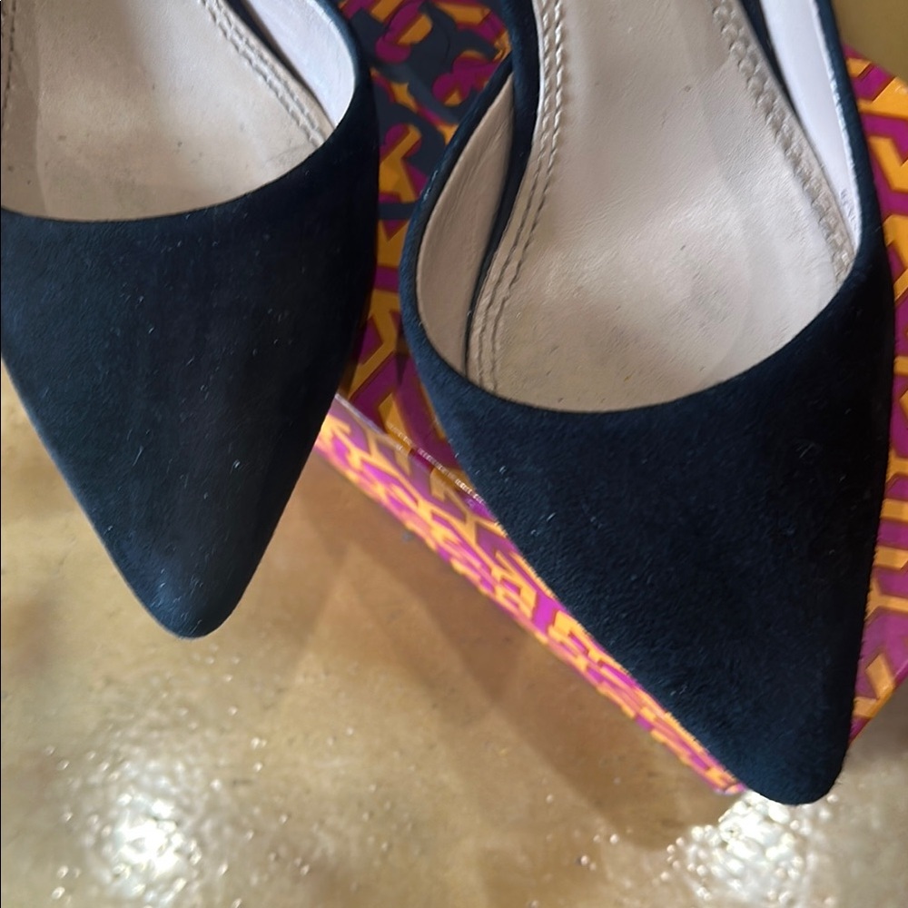 Tory Burch Black Suede Heels 3 inch heel. See all photos for condition. - Picture 3 of 8